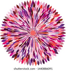 Shibori Tie Dye Abstract Batik Flower Absrtact Brush, Floral Petals Radiating From the Center of Thin Beams, Star Fractal Design