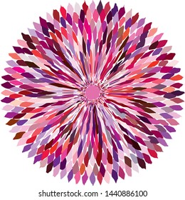Shibori Tie Dye Abstract Batik Flower Absrtact Brush, Floral Petals Radiating From the Center of Thin Beams, Star Fractal Design