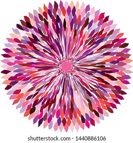 Shibori Tie Dye Abstract Batik Flower Absrtact Brush, Floral Petals Radiating From the Center of Thin Beams, Star Fractal Design