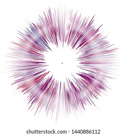 Shibori Tie Dye Abstract Batik Brush, Linear Drawing Rays, Sunburst and Rays of Sun Radiating From the Center of Thin Beams, Star Fractal Design