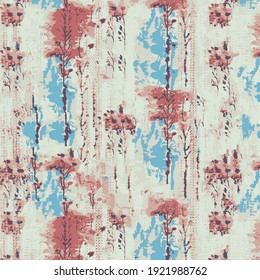 
Shibori, tie dye, daisy flowers  abstract batik brush seamless and repeat pattern design
