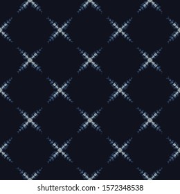 Shibori Tie Dye Indigo Blue Texture Background. Bleached Handmade Resist Seamless Pattern. Organic Cloth Effect Textile. Classic Japanese Or Indonesian All Over Print. Vector Repeat Tile Eps 10