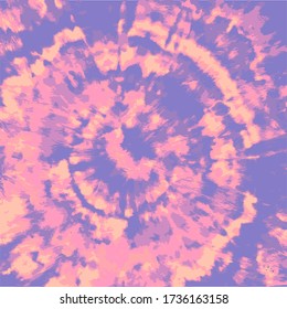 Shibori Twist Vector. Bohemian Circle. Pink Ink Illustration. Hypnotic Dip Dyed Ornament. Magenta Painting. Watercolor Brush Print. Lilac Psychedelic Flower. Persian Pink Tribal Design.