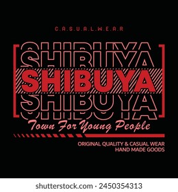 Shibuya city typography design and illustration vector for t shirt design