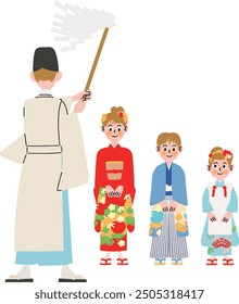 Shichi-Go-San, Children prayed for by a priest