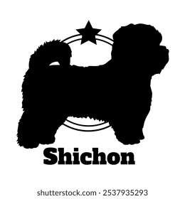 Shichon perro silueta, perro, razas de perro, logotipo, Vector, silueta, diseño de logotipo, animal, ilustración, icono, signo, diseño, negro, símbolo, mascota