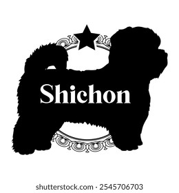 Shichon perro silueta, perro, razas de perro, Vector, silueta, diseño de logotipo, animal, ilustración, icono, signo, negro, mascota