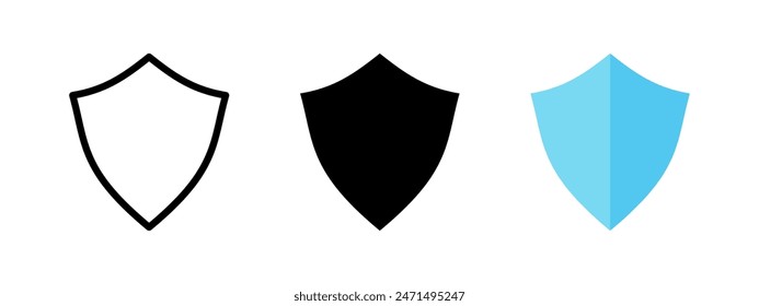 Shiel icon set. Safety symbol. Defense and protection vector illustration. Security pictogram. Guard emblem. Guarantee badge. Privacy label isolated.