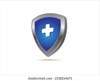 Shield 3D Logo. Protection 3D Logo
Plus Logo In 3d Shield. 3D Shield Protection