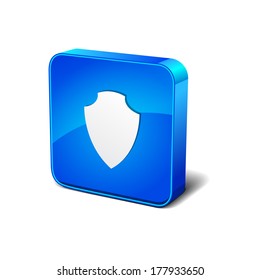 Shield 3d Rounded Corner Blue Vector Icon Button