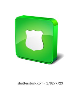 Shield 3d Rounded Corner Green Vector Icon Button