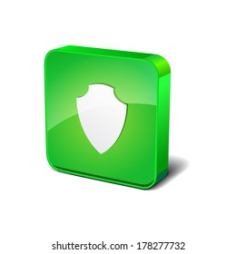 Shield 3d Rounded Corner Green Vector Icon Button