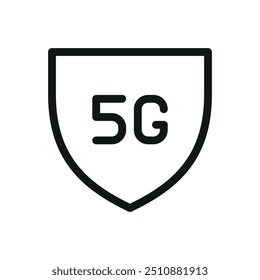 Blindagem com ícone isolado 5G, símbolo vetorial de proteção de rede 5G com traço editável