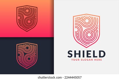A shield with abstract creative lines, forming a logo design, perfect for use in security or protection themed projects.