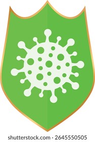 shield with abstract virus icon	
