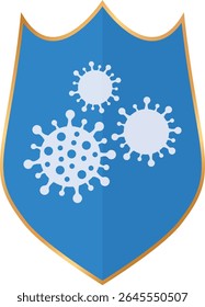 shield with abstract virus icon	
