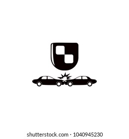 shield and accident cars icon. Elements of insurance icon. Premium quality graphic design. Signs and symbol collection icon for websites, web design, mobile app, info graphics on white background