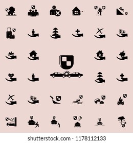 shield and accident carsicon. insurance icons universal set for web and mobile
