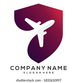 shield airplane illustration vector logo