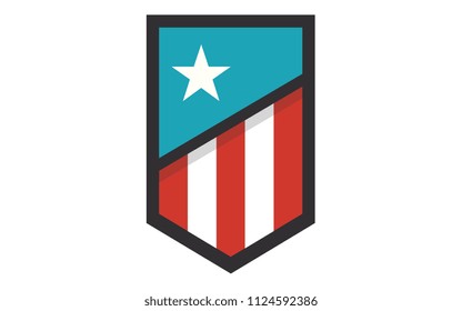 Shield with American Flag Badge, Independence Day Concept, Flat designed Vector Illustration,