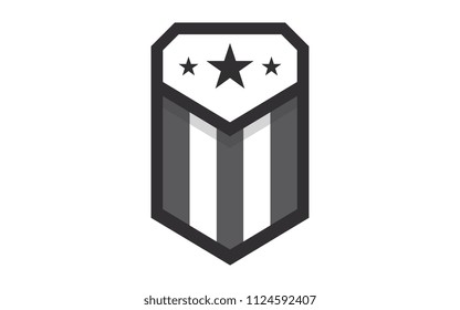 Shield with American Flag Badge, Independence Day Concept, Flat designed Vector Illustration,