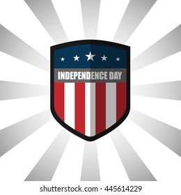 Shield with American Flag Badge, Independence Day Concept, Flat designed Vector Illustration,