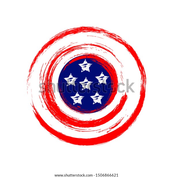 Shield American Red Circle Five White Stock Vector Royalty Free