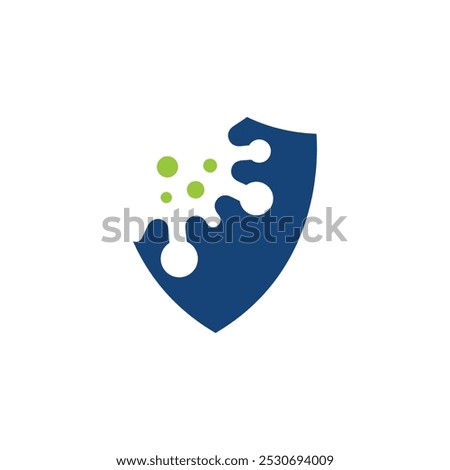 Shield anti virus logo vector image. Virus and shield, antibacterial protection, antiviral drug logo design. Antibacterial protection icon, shield and virus vector design and illustration