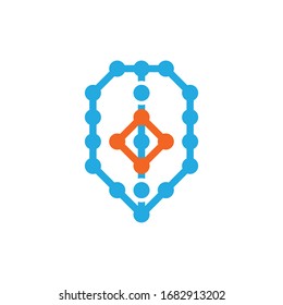 Shield anti virus symbol, medic, heal, treatment, doctor science, patient care, molecule chemistry, hospital for corona virus, abstract circle, galaxy symbol, protect from virus, guard