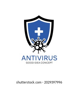 concepto de idea de logotipo antivirus para la empresa