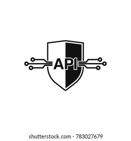 Shield api interface icon, vector illustration. Flat design style.