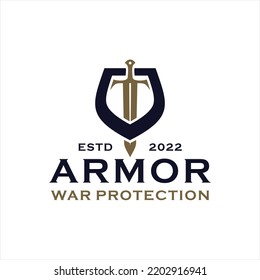 Shield Armor Sword logo design inspiration.
