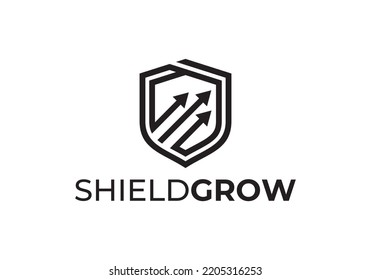 shield and arrow abstract logo. financial growth security concept icon design