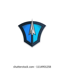Shield arrow blue unique vector logo element graphic