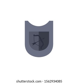shield with arrow bow antique medieval flat design vector illustration