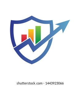 Shield With Arrow and Chart Bar Finance Logo Vector