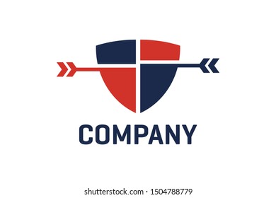 shield and arrow concept, shields logo template, archery icon illustration