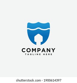shield arrow finance logo design vector