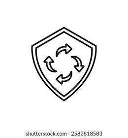 Shield with arrow icon Flat isolated outline sign