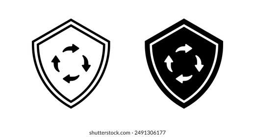 Shield with arrow icon set. recycle Symbol. Protection sign. for mobile concept and web design. vector illustration on white background