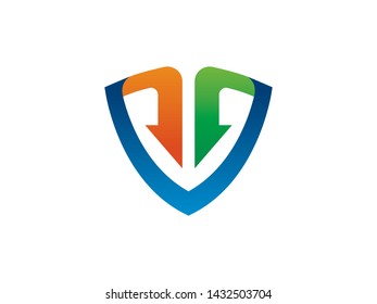 Shield and Arrow Logo Template, Icon, Symbol