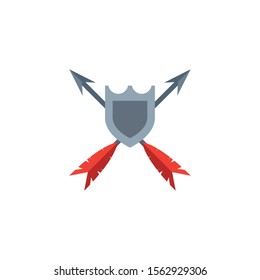 shield with arrows antique medieval flat design vector illustration