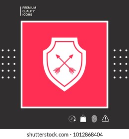 Shield with arrows. Protection icon