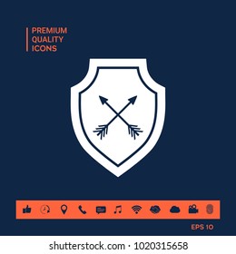 Shield with arrows. Protection icon
