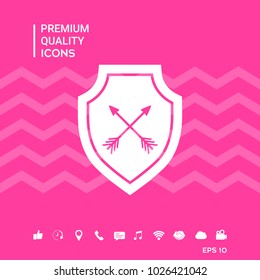 Shield with arrows. Protection icon