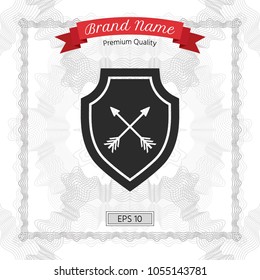 Shield with arrows. Protection icon
