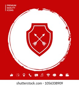 Shield with arrows. Protection icon