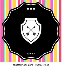 Shield with arrows. Protection icon
