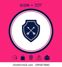 Shield with arrows. Protection icon