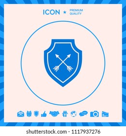 Shield with arrows. Protection icon